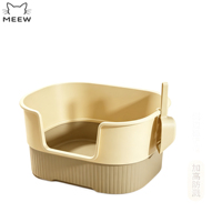Bac à litière semi-ouvert grand format pour chat, anti-éclaboussures, avec support de pelle intégré, toilette durable pour animaux de compagnie, vente en gros