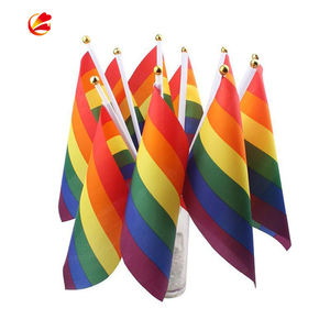 ธงสีรุ้งสำหรับเกย์พิมพ์ลาย LGBT ผ้าโพลีเอสเตอร์ขนาด14*21ซม. ที่โบกด้วยมือปรับแต่งได้ - Product Image 3