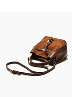 Petit sac seau vintage en daim patchwork, sac à main rétro en cuir PU, sac bandoulière pour femme