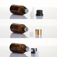 Flacon en verre ambré Euro de 30 ml, 50 ml, 100 ml pour huiles essentielles avec bouchon inviolable et bouchon en caoutchouc pour gouttes ophtalmiques