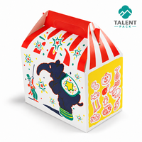 Boîte d'emballage alimentaire pliable facile à transporter, forme de gable, pour les collations de poulet, boîte repas pour enfants
