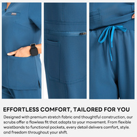 Uniformes élégants pour femmes de spa et de salon de beauté, ensemble de blouses à col en V et pantalon jogger, uniformes médicaux en mélange de rayonne 200 GSM