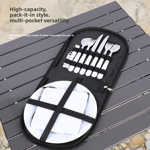 Juego de bolsas de almacenamiento para utensilios de cocina para acampar al aire libre, estilo japonés, cuchillo, tenedor, cuchara, tela <span class=keywords><strong>Oxford</strong></span> portátil para pícnic familiar al aire libre - Product Image 4