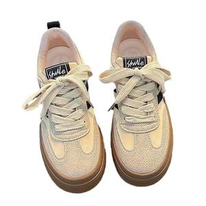 Chaussures de sport rétro pour femmes à semelle épaisse, style allemand, avec empeigne en cuir, collection automne, durables, style universitaire, pour loisirs et sport - Product Image 2