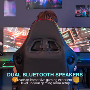 Chaise de jeu avec haut-parleur <span class=keywords><strong>Bluetooth</strong></span> et lumière LED RGB, chaise de jeu ergonomique avec massage et repose-pieds, livraison gratuite - Product Image 6