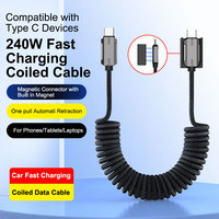 Accessoires électroniques, câble de données rétractable en nylon de type C de 1,5 m, 240 W, 5 A, connecteur magnétique, câble de charge rapide pour mobile