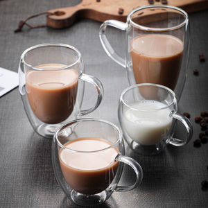 Tasses <span class=keywords><strong>à</strong></span> café populaires en <span class=keywords><strong>verre</strong></span> borosilicate <span class=keywords><strong>à</strong></span> double paroi isolées pour boissons - Product Image 1