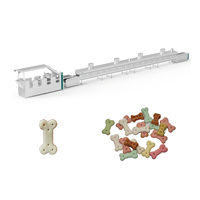 Ligne de production de biscuits pour chiens en acier inoxydable 304 entièrement automatique contrôlée par PLC, extrudeuse industrielle, capacité de 80 kg/h