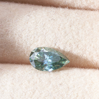 Batu Permata Moissanite Bentuk Tetesan Air Warna Biru Hijau, Bersertifikat, Lulus Uji Berlian, Ukuran Besar, Moissanite Sintetis