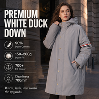 Doudoune mi-longue à capuche pour femme en duvet de canard blanc 90 %, coupe décontractée, manteau d'hiver décontracté pour commandes OEM en gros