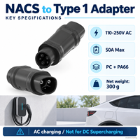 50A NACS auf Typ 1 EV-Ladestecker & Steckdosenadapter 110-250V AC Neu für Nordamerikanische Standard-Elektrofahrzeuge