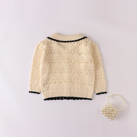 Pull en coton tricoté doux et ajouré pour bébé fille, collection Printemps 2026, vente en gros