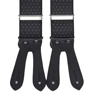 Quality Brand Dynastyle Custom PU Leather Men Suspender with Metal Adjuster Belt