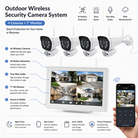 Kit de caméra CCTV sans fil VS6104, moniteur tactile 2K, détection de mouvement par IA, audio bidirectionnel, sirène d'alarme résistante aux intempéries, carte SD 64 Go