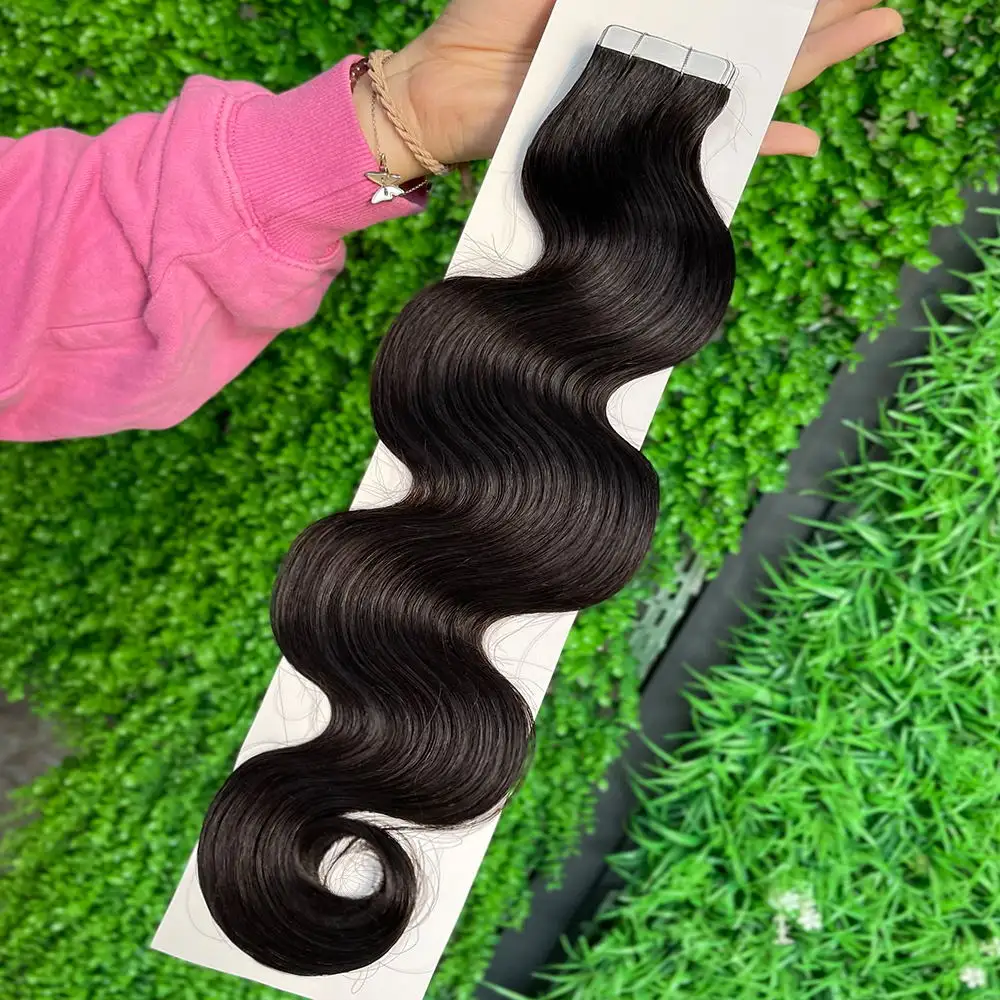 GS High Quality 100% Human Indian Raw Virgin Cuticle Aligned Hair Natural Body Wave Tape in Hair Extension Straight Style Vendor