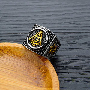 Kunden spezifische Freimaurerei Ring Retro Edelstahl Freimaurer jüdischen Davidstern Ringe für <span class=keywords><strong>M</strong></span>änner <span class=keywords><strong>Masson</strong></span> - Product Image 4