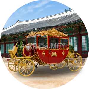 Vehículo de Transporte para Turismo, Carruaje de Caballos Rojo para Novios, Romántico, para Recién Casados, con Toldo - Product Image 2