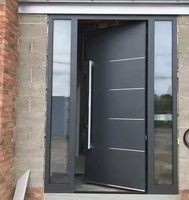Porte d'entrée moderne personnalisable en aluminium forgé et en acier polymère pour maison villa porte d'entrée pivotante de sécurité antivol pour