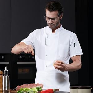 Chemise de <span class=keywords><strong>Chef</strong></span> Unisexe en Twill de Soie Glacée à Séchage Rapide, Polyester/Coton, Manches Courtes, Légère et Respirante, Uniforme de <span class=keywords><strong>Chef</strong></span> pour Restaurants - Product Image 2
