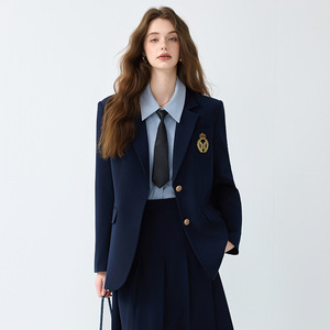 Women's Preppy Style Suit Skirt Set Midi Length Anti-Wrinkle Polyester Fabric For Office Commute Interviews - Product Image 2