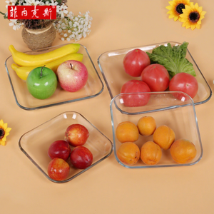 Catering Mikrodalgaya Uygun Şeffaf Cam Tepsi Yuvarlak Kare Özel Logolu Temperli Cam Fırın Kabı Servis Tabağı Seti Fabrika Fiyatı - Product Image 2