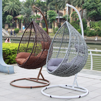 Chaises oeufs pliantes personnalisées en usine hamac de jardin patio extérieur rotin balançoire en osier chaise oeuf suspendue avec support en métal