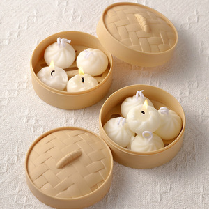 Novelty Mini Soup Bun Scented Candle Set With Steamer Case Cozy Bedroom Tabletop Home Atmosphere Decor <b>Ornament</b> - Product Image 3