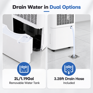 Déshumidificateur silencieux de 5500 pi² (80 pintes) pour sous-sol, maison, grande pièce, avec tuyau de drainage et réservoir de 5 L, contrôle de l'humidité - Product Image 3