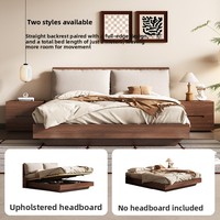 Lit plateforme en bois massif sans tête de lit, design moderne minimaliste écologique, lit double avec rangement pour petits appartements
