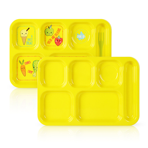 Healthy Habits Divided Kids Portion Melamine Compartment Plate Six Sections For Picky Eaters Fruits & Veggies And Grains