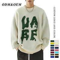 Pull à col rond en tricot pour hommes, automne et hiver, ample, 100% coton, broderie de lettres, de haute qualité
