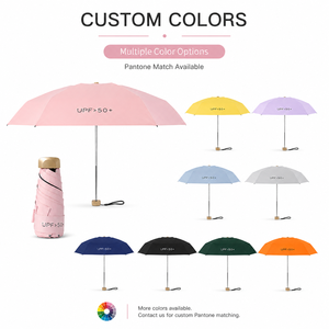Parapluie manuel pliable en cinq sections avec logo personnalisé, mini parapluie de poche plat pour le soleil, la pluie, les voyages et les cadeaux promotionnels - Product Image 3