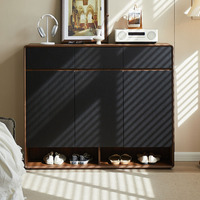 Meuble à chaussures nordique en noyer noir, armoire de rangement grande capacité en bois massif pour entrée, meuble d'entrée moderne nordique