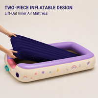 Grand lit de voyage gonflable pour tout-petits avec entrée basse, matelas en PVC floqué et graphismes personnalisés licorne