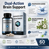 Capsules de Phosphatidylsérine en vrac 300mg, Ginkgo Biloba, Bacopa Monnieri pour la Santé Cérébrale, Soutien de la Mémoire, Supplément Nootropique OEM