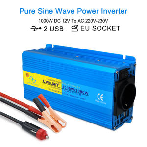 Onduleur de voiture à onde sinusoïdale Pure <span class=keywords><strong>1000W</strong></span>, <span class=keywords><strong>convertisseur</strong></span> de signal électrique de <span class=keywords><strong>camping</strong></span>, double sortie USB, 12V/24V DC à AC 220V/230V, 2kva - Product Image 2