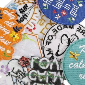 Écusson thermocollant écologique brodé avec des mots anglais, étiquette, badge, patch papillon pour accessoires vestimentaires en toile - Product Image 2