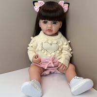 Muñeca Reborn de cuerpo de silicona suave de 55cm, perfecta para niños pequeños de 18 meses en adelante con pañal de tela, Accesorios lavables