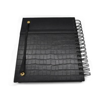 Agenda Profesional de Fábrica con Páginas Punteadas, Encuadernación en Espiral con Alambre, Diario, Cuaderno de Cuero PU con Banda Elástica