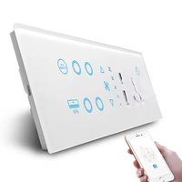 Interrupteur mural intelligent WiFi 1 gang en verre trempé avec panneau tactile, prise USB A+C universelle, variateur pour ventilateur/climatiseur