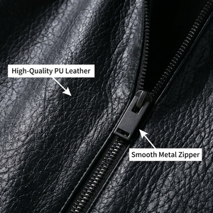 ZEVITY Nuova Collezione Giacca Bomber da <span class=keywords><strong>Donna</strong></span> Corta Nera con Zip in Ecopelle Oversize - Product Image 5