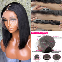 Perruque Bob HD Lace en gros, 100% Cheveux Humains Vierges, Perruque Lace Naturelle pour Femme, Meilleure Perruque Frontale Indienne HD Lace Cheveux Humains Authentiques
