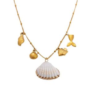 18K Gold-plated Stainless Steel Open <b>Ring</b> with High-end Feel Earrings Ocean Elements Starfish Conch <b>Necklace</b> - Product Image 6