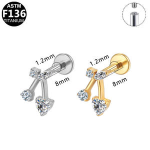 Boucles d'oreilles en cartilage en gros pour les boutiques de <span class=keywords><strong>piercing</strong></span>, en titane G23 à filetage interne, clous de lèvre Cherry, bijoux de <span class=keywords><strong>piercing</strong></span> pour le <span class=keywords><strong>nombril</strong></span> - Product Image 6