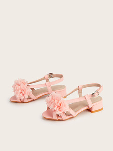 Las últimas sandalias de <span class=keywords><strong>princesa</strong></span> con flores amarillas de Good Girls, zapatos de tacón alto florales de moda para niñas, para fiestas y bailes. - Product Image 6