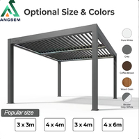 Pergola bioclimatique robuste en aluminium ANCSEM avec système de gouttières intégré pour terrasse de restaurant en plein air