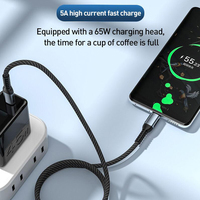 Kabel pengisian daya cepat, 2022 100W PD Usb c kabel Cepat USB 2.0 Tipe c ke Tipe C 20v 5a 100w
