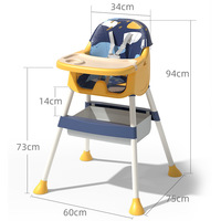 Chaise haute pour bébé 3 en 1, siège rehausseur, chaise haute avec roulettes, hauteur réglable, 0-12 mois