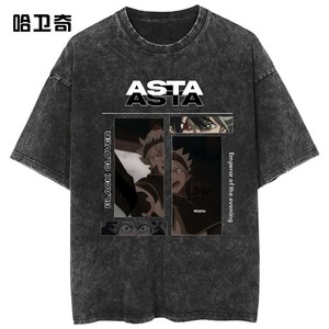 เสื้อยืดวินเทจสไตล์สตรีทฮิปฮอป ลายอนิเมะ โคลเวอร์สีดำ  ลำลอง ผ้าฝ้าย 100% ระบายอากาศได้ดี ทรงหลวม ใส่สบายสำหรับฤดูร้อน - Product Image 4