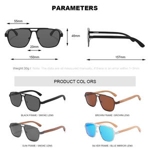 2025 nouvelle mode haute qualité lunettes de soleil en bambou polarisées à la main UV400 lentille lunettes de soleil en gris et or cadres pour hommes - Product Image 2